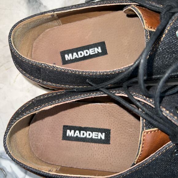 Madden M-Dynamo Black Denim/Leather Oxford Lace Up Derby Shoes Size 12 WM910287 main image 9